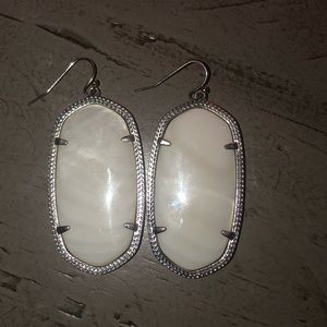 Silver Drop Earrings In White Pearl